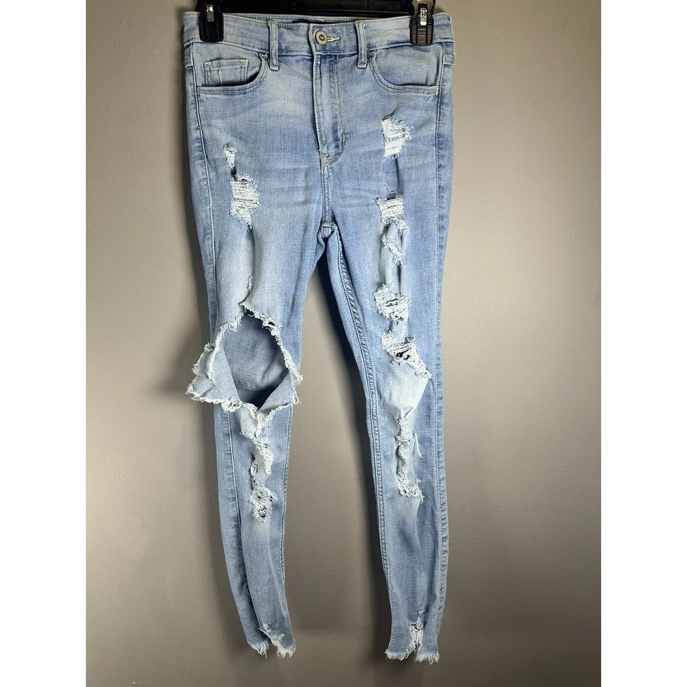 Hollister Womens Jeans Blue High Rise Super Skinny Denim Stretch Size 3S 26x28